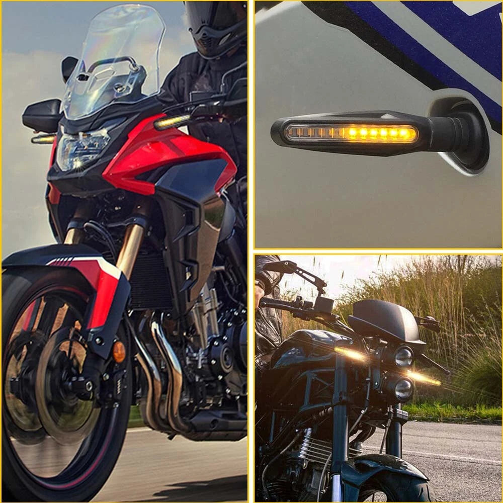 Set of 4 Amber LED Turn Signal Blinkers for Universal Motorcycles
