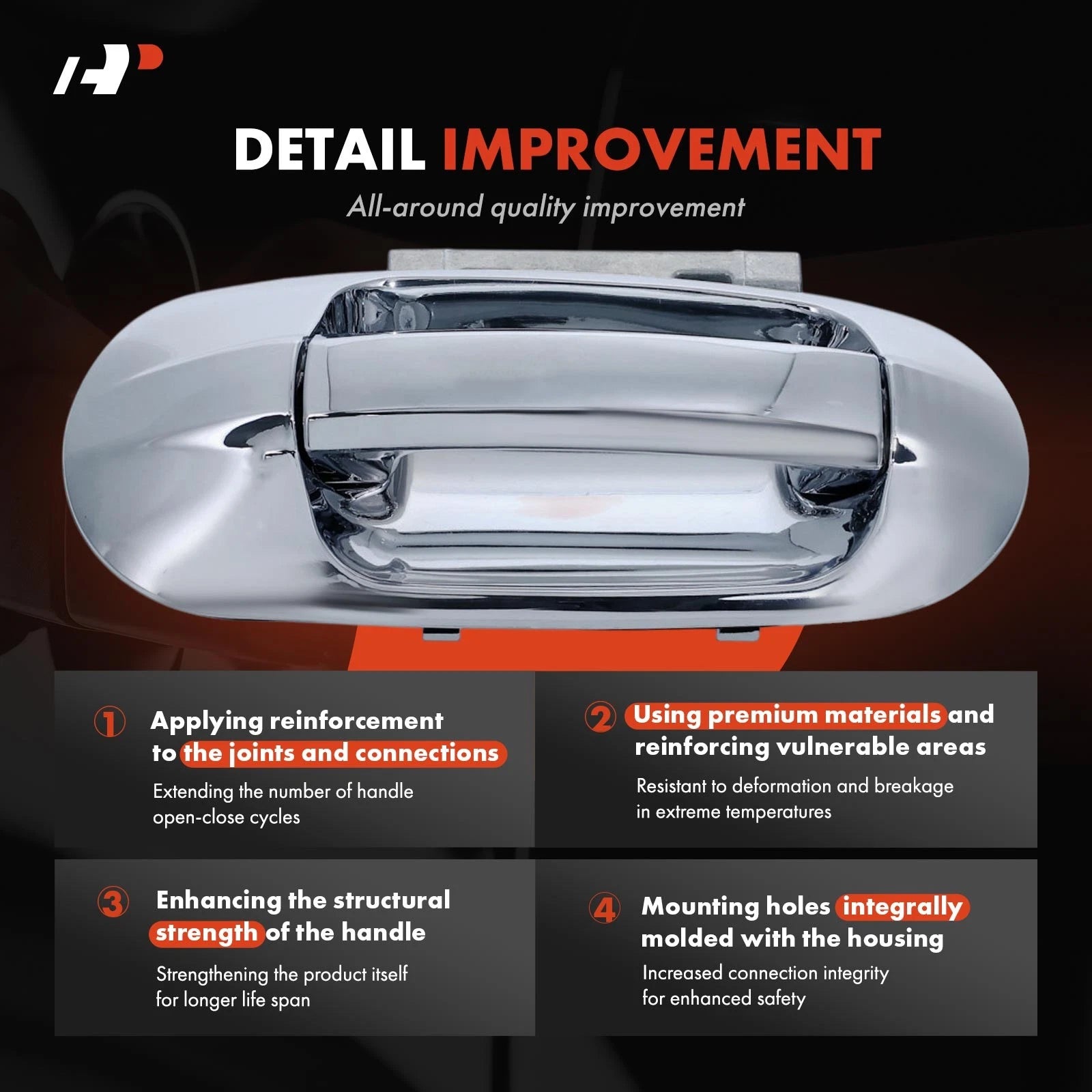2X Rear Exterior Door Handle for Ford Expedition (2003-2017)