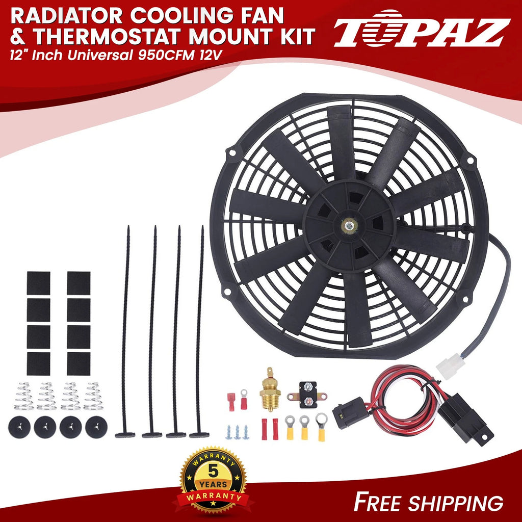 12" Electric Radiator Cooling Fan with Thermostat Mount Kit Universal
