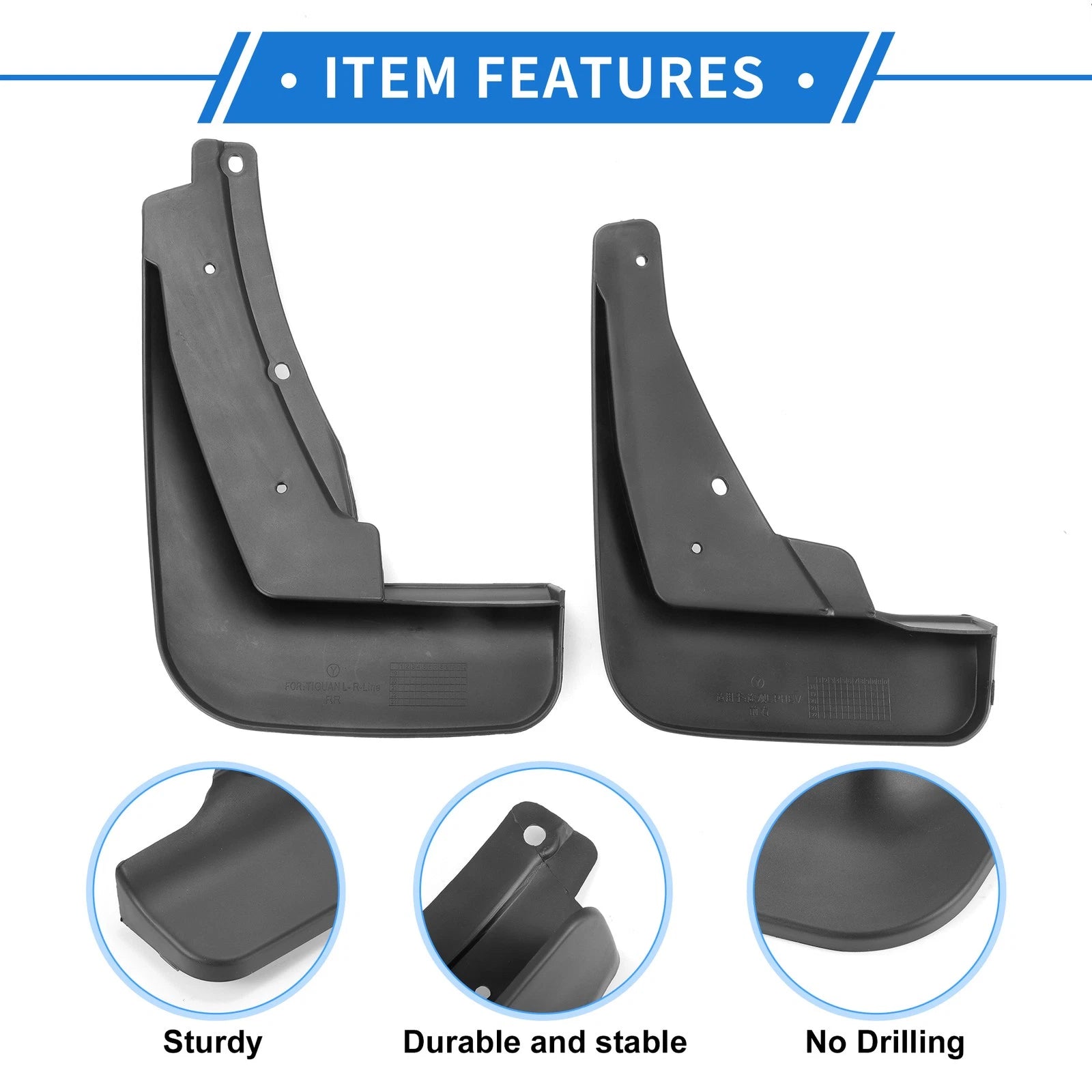 Set of 2 Front & Rear Mud Flaps for Volkswagen Tiguan (2017–2023)
