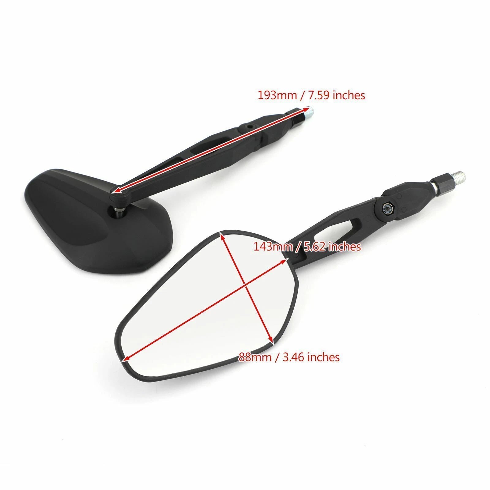M10 10mm Rearview Side Mirrors Pair for Motorcycle Custom T9