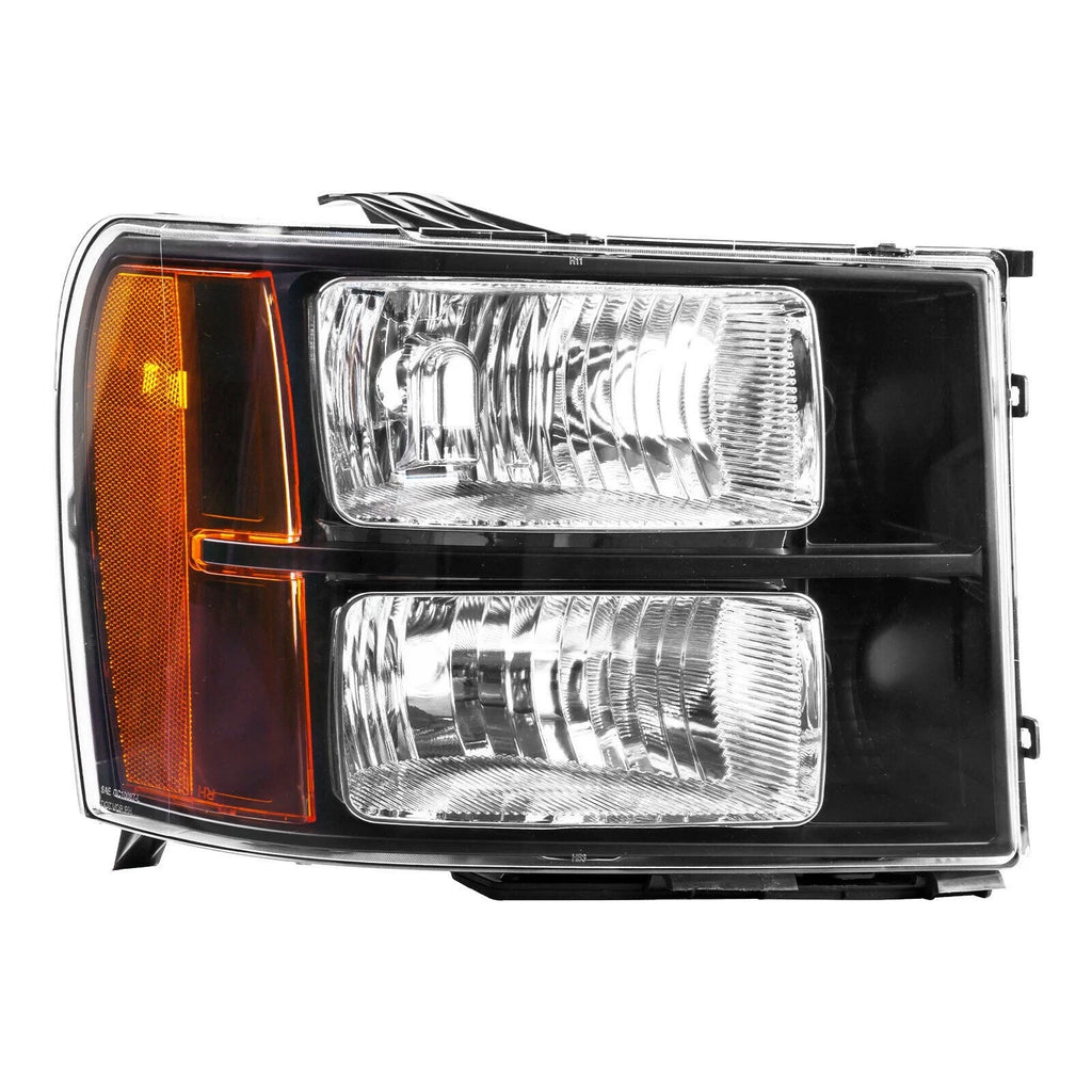 Headlights for GMC Sierra 1500 2500HD 3500HD (2007–2013) Black Housing Amber Lamps