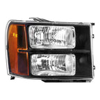 Headlights for GMC Sierra 1500 2500HD 3500HD (2007–2013) Black Housing Amber Lamps