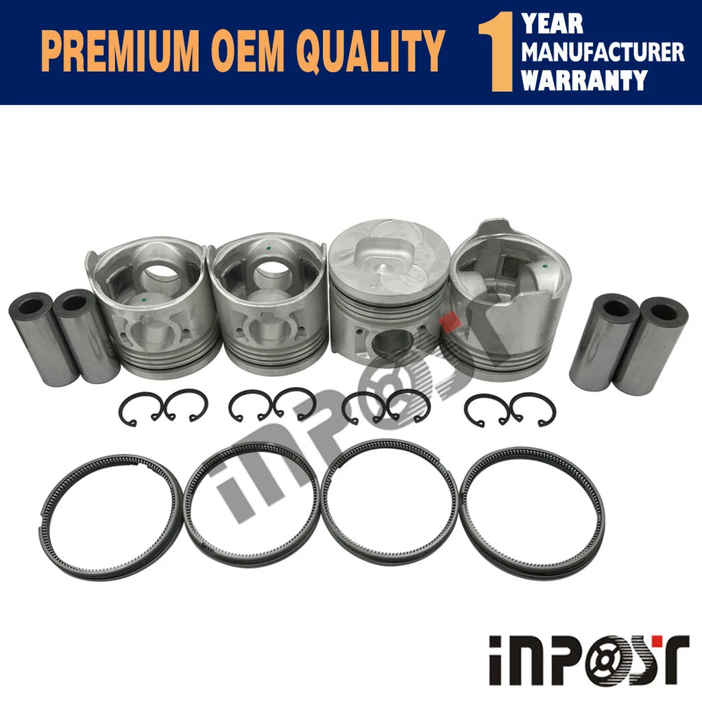 Set of 4 STD Pistons & Rings for Isuzu D201 (2.2Di)