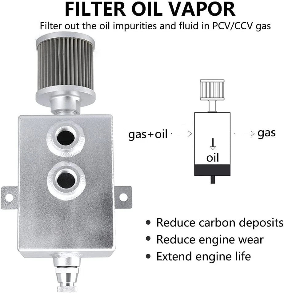 2L Oil Catch Can Tank 2 Port AN10 with Breather Filter and Drain Tap