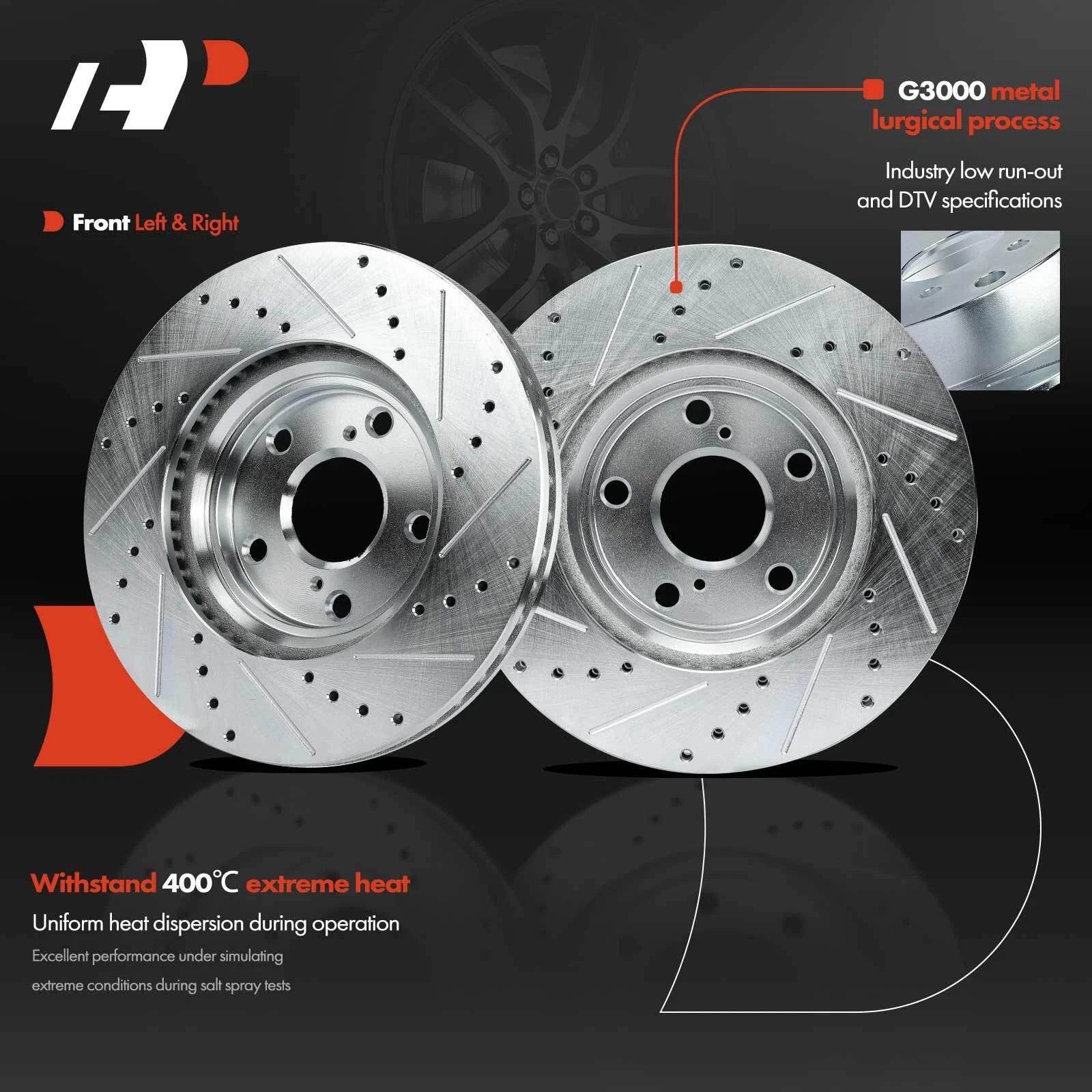 Front Drilled Brake Rotors and Ceramic Pads for Lexus RX300 (1999–2001)