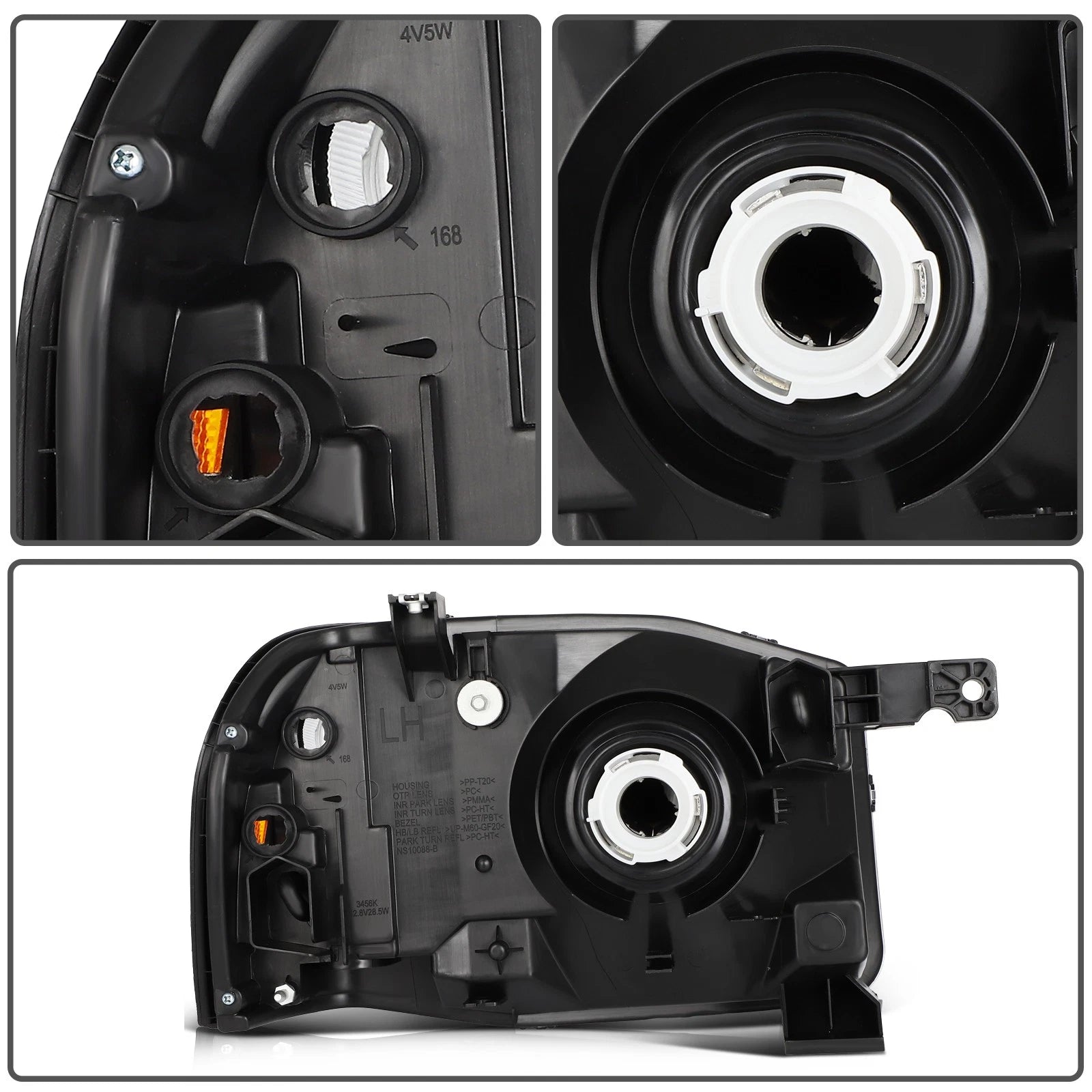 Pair Headlight Assembly for Nissan Frontier (2001–2004) Reflector Type