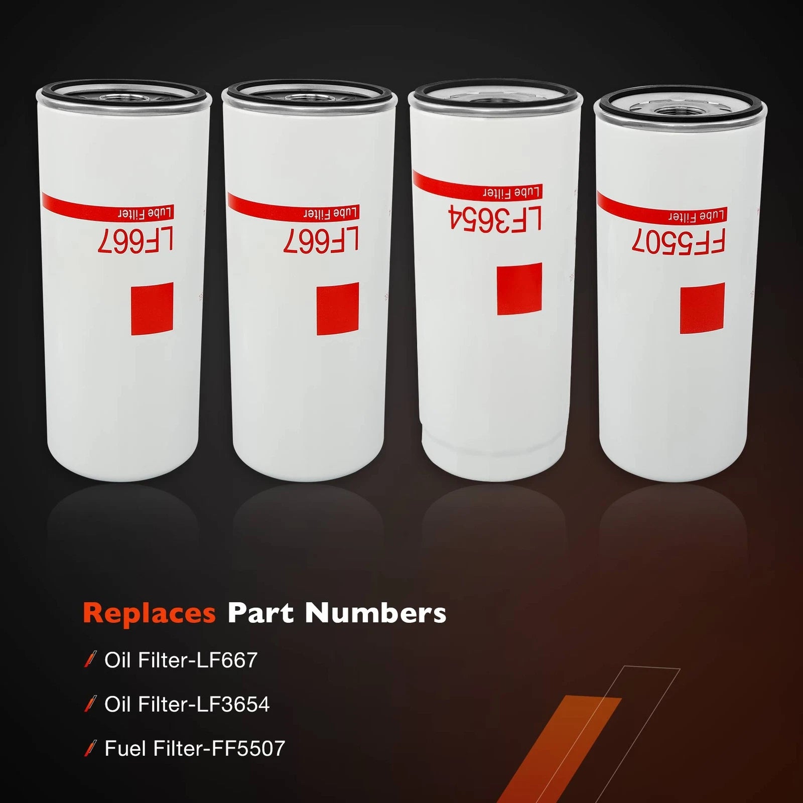 4X Diesel Oil Fuel Filter Change Kit for Volvo D12 D13 (LF667, LF3654, FF5507)