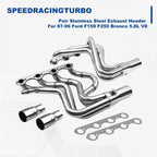 Pair Stainless Steel Exhaust Headers for Ford F150 F250 Bronco (1987–1996)