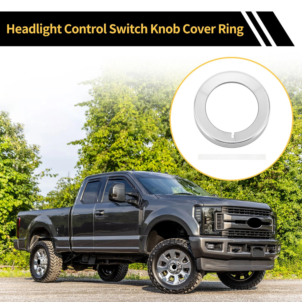 Headlight Control Switch Knob Cover Ring for Ford F-150 (2016–2021) Silver Tone