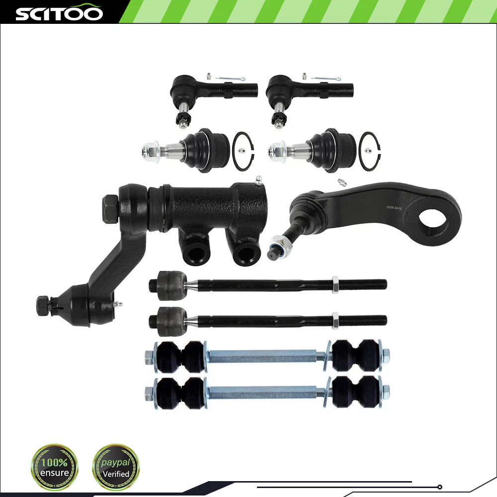 10Pcs Front Tie Rod Ball Joint Sway Bar Idler Arm for Chevrolet Silverado (2011–2019)