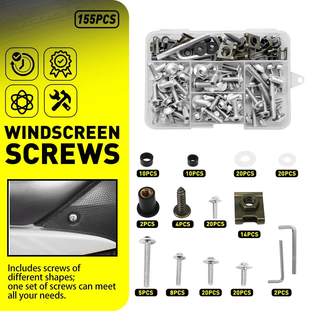 Silver Aluminum Fairing Bolt Kit for Honda CB1000R CBR600RR (2008–2023)