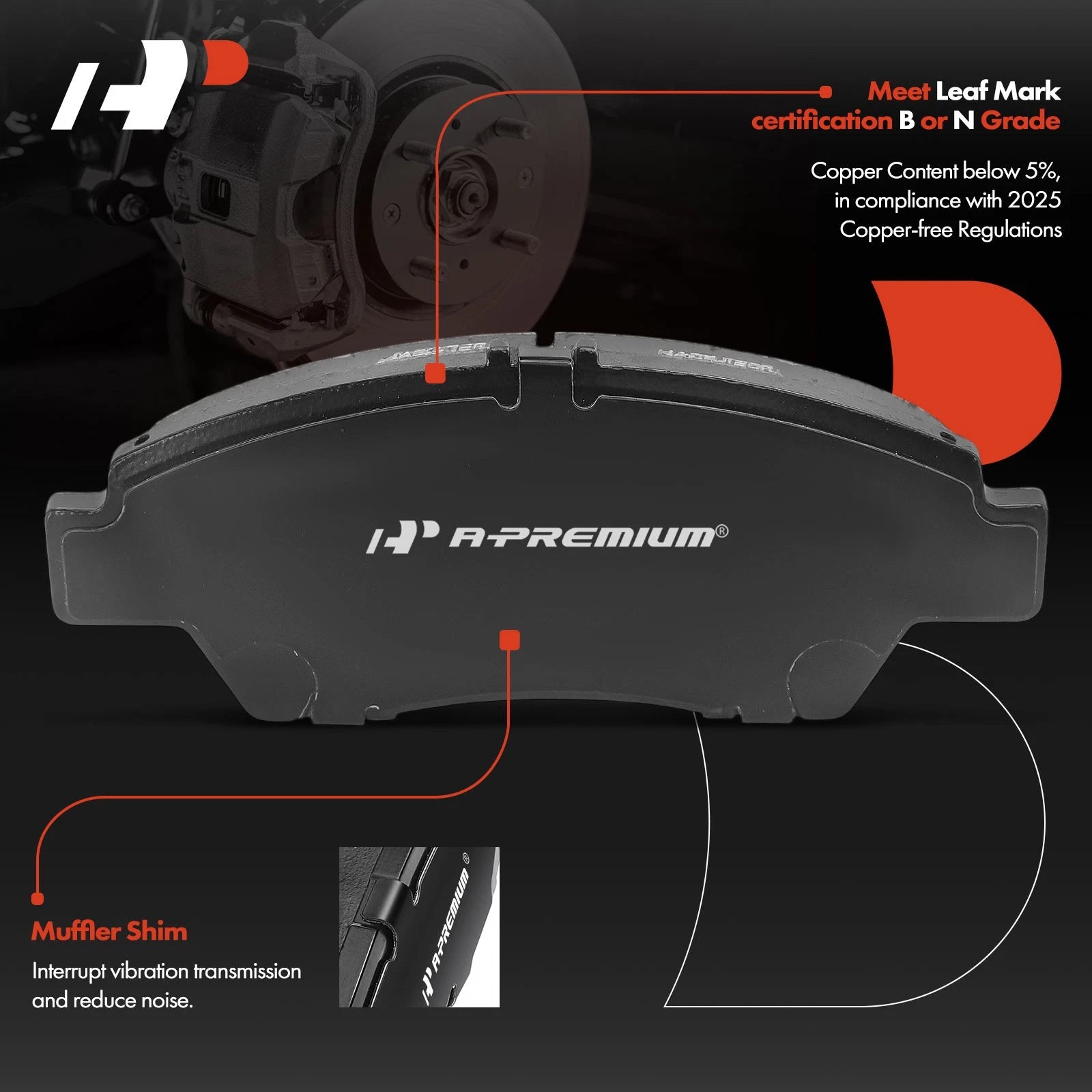 Set of 4 Front Ceramic Brake Pads for Honda Fit CR-Z (2009–2020)