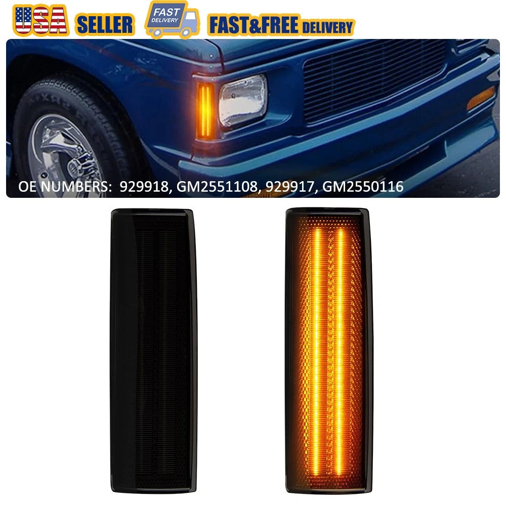 2X Smoked Amber LED Side Marker Lights for Chevy S10 GMC Jimmy S15