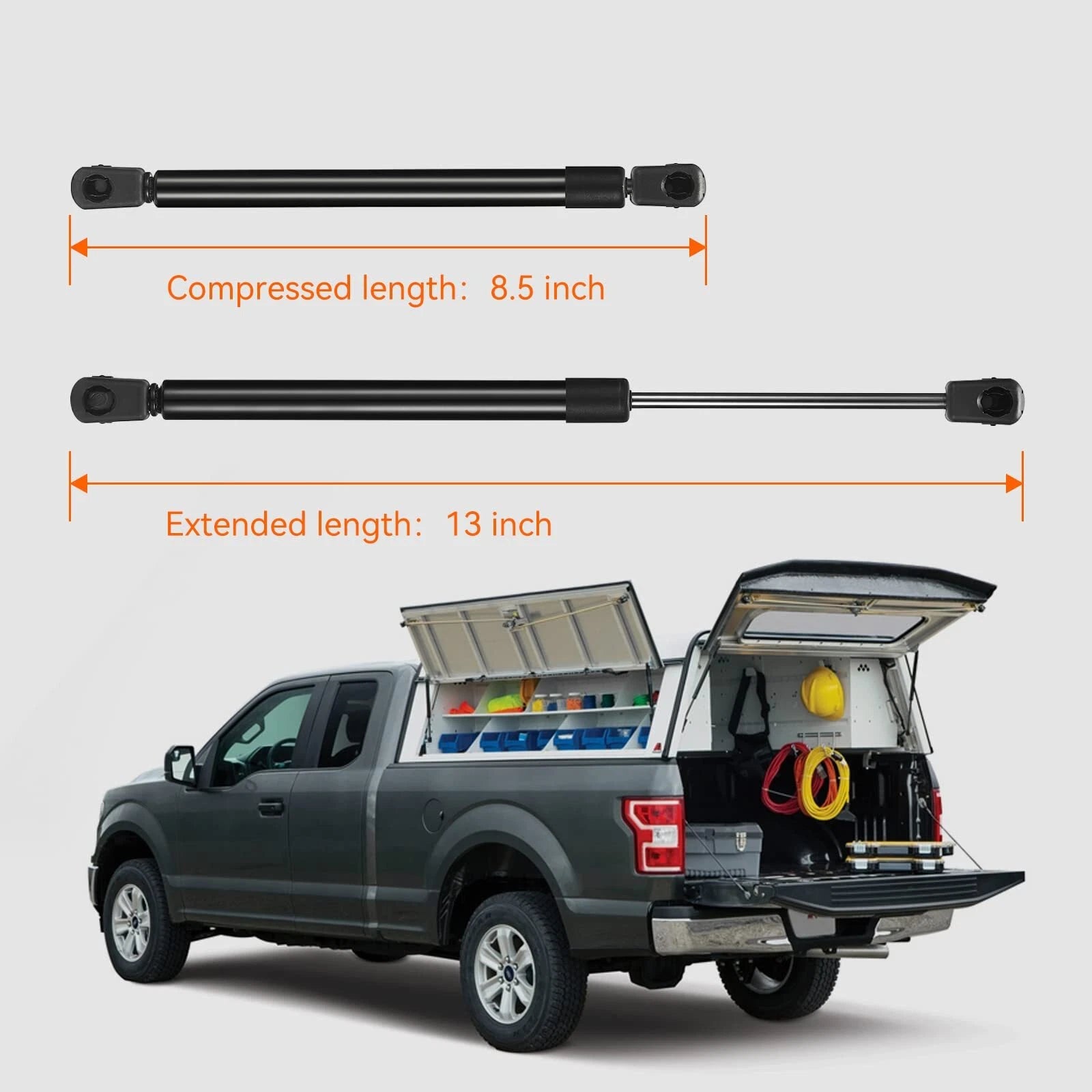 Set of 2 Gas Struts for Weatherguard Toolbox Camper Shell (13in)