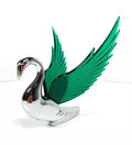 Hood Ornament Chrome Swan Bugler Green Wings for Universal Car (Any Year)