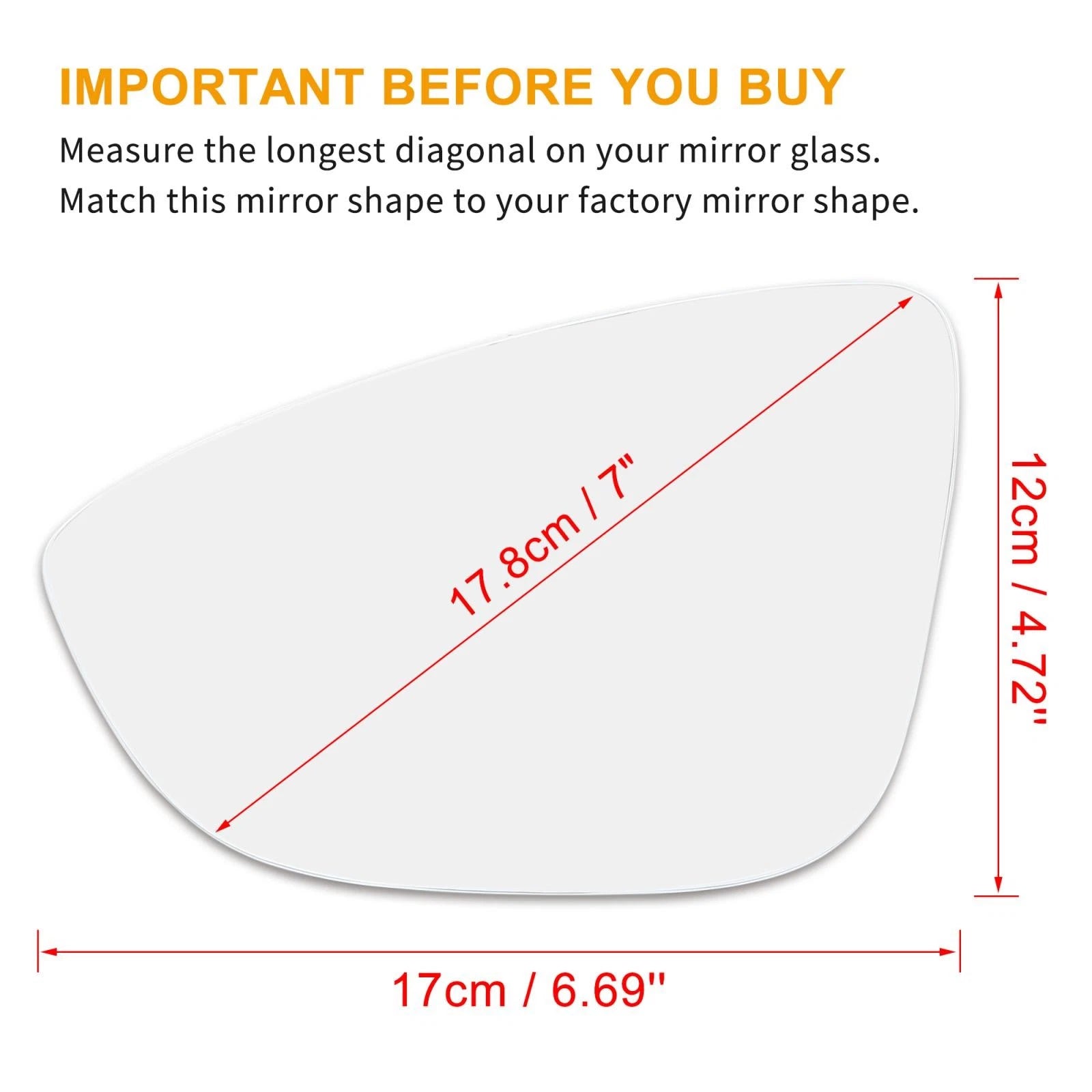 Mirror Glass Left Driver Side for Volkswagen CC (2009–2017)
