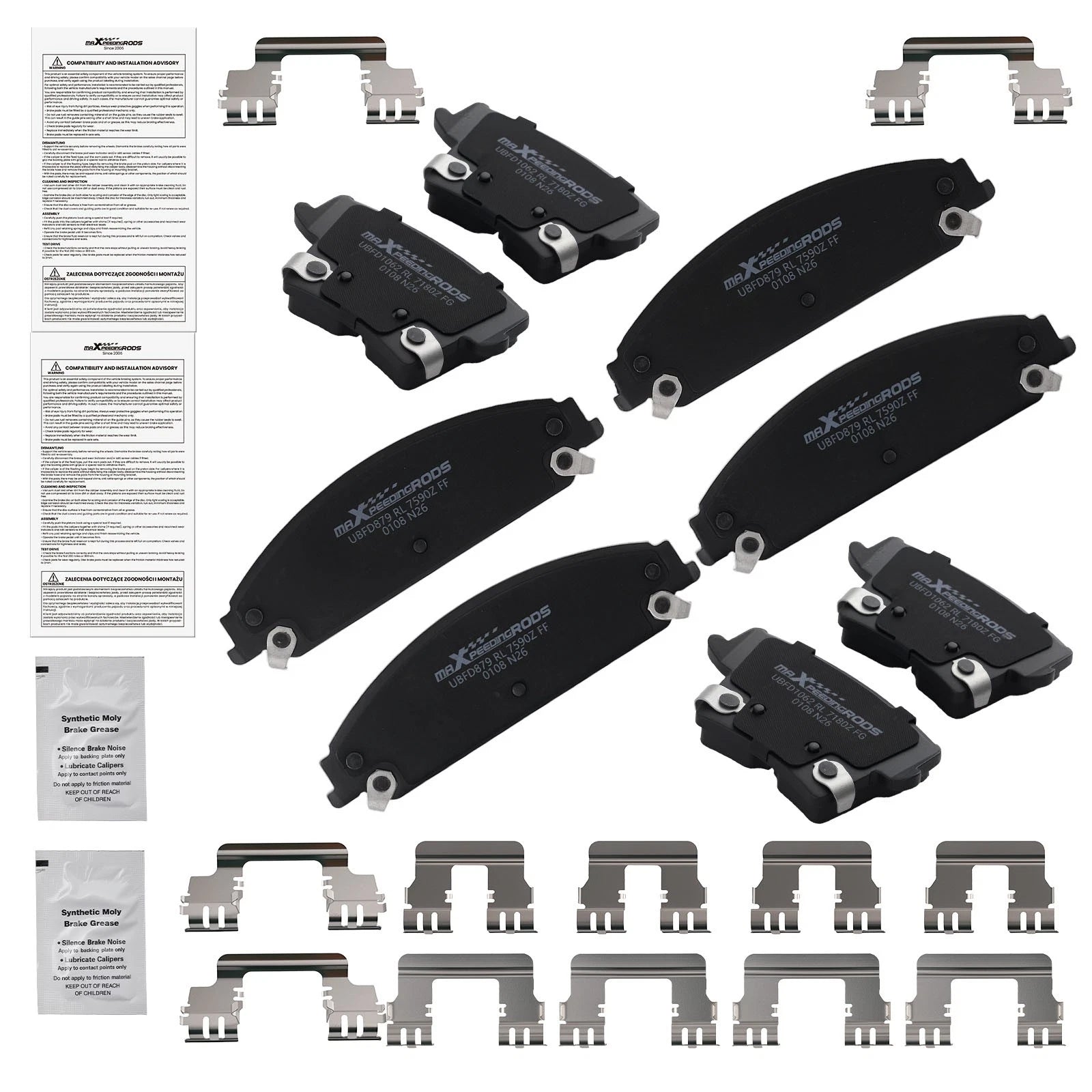 8pcs Ceramic Brake Pads Set for Dodge Avenger Challenger Charger (2008–2019)