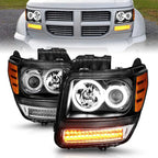 Black Clear Lens Projector Headlight Set w/Halo for 2007-2011 Dodge Nitro [G2]