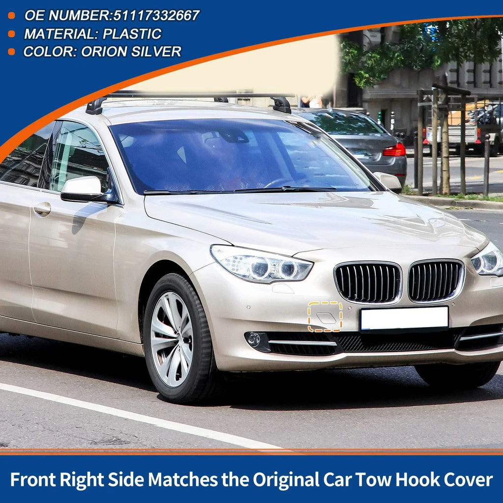Tow Hook Cover Front Right for BMW 535i Orion Silver