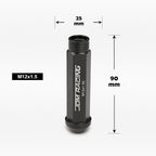 20Pc M12X1.5 Black JDM Open End Conical Wheel Lug Nuts + Extension 25mm