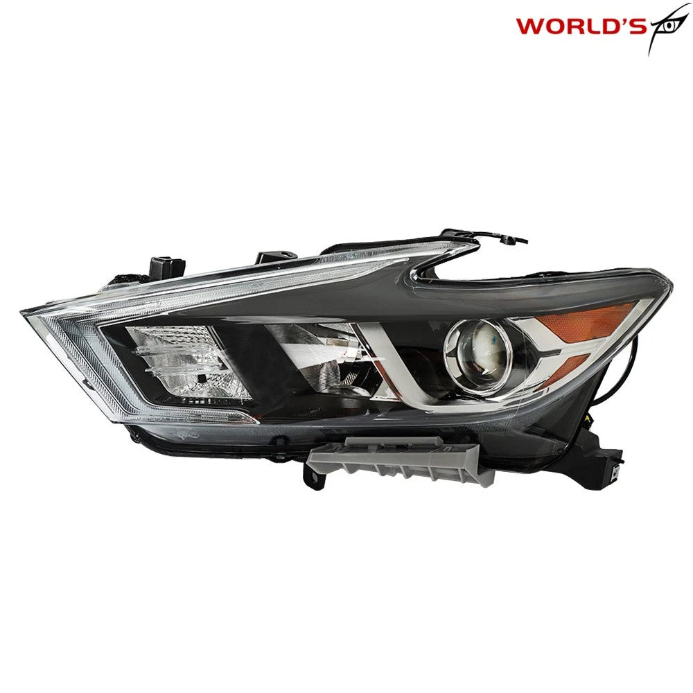 LH Headlight for Nissan Maxima (2016–2018) Black Halogen with LED DRL