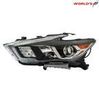 LH Headlight for Nissan Maxima (2016–2018) Black Halogen with LED DRL