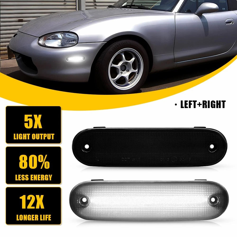2X LED Side Marker Light Smoked Lens for Mazda MX-5 Miata (1990–2005)