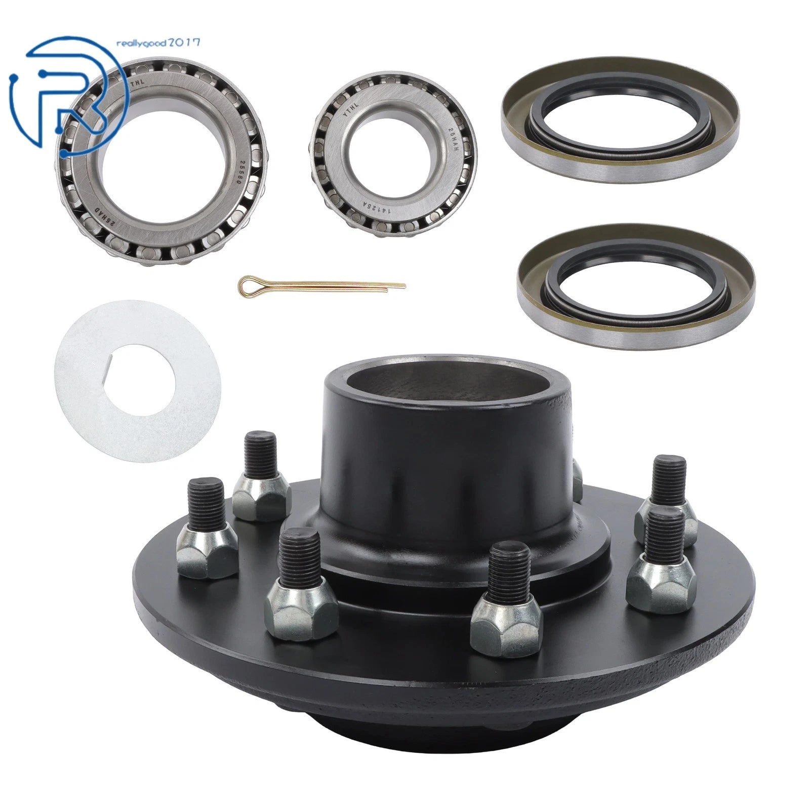 8 on 6.5" Bolt Trailer Hub Kit for 7000 lbs #42 Spindle (7 Pieces)