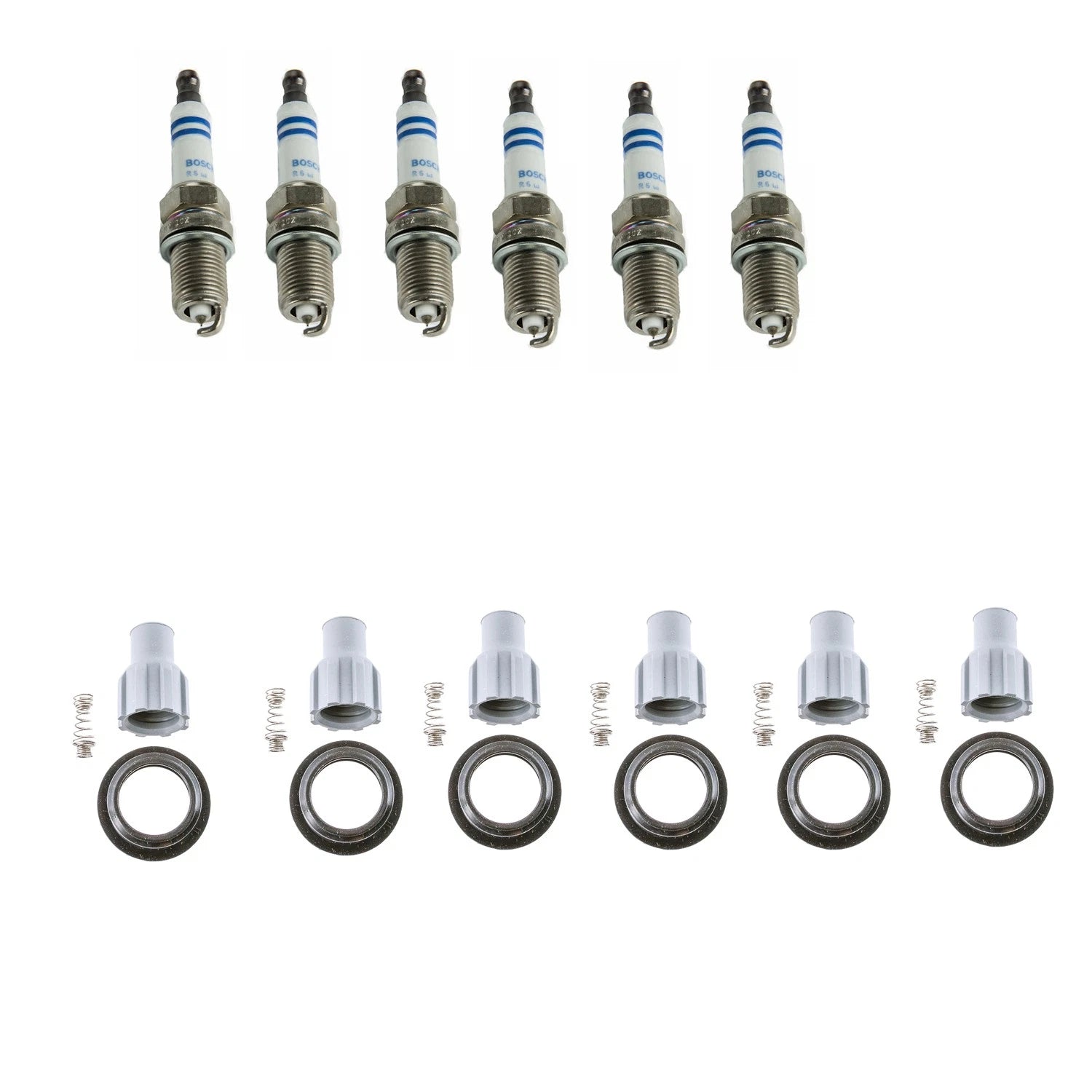 Set of 6 Platinum Spark Plugs & Coil Boot Kit for Acadia Camaro Canyon V6