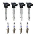 Set of 4 Ignition Coils & Denso Platinum Spark Plugs for A3 A4 Q3 CC GTI Tiguan