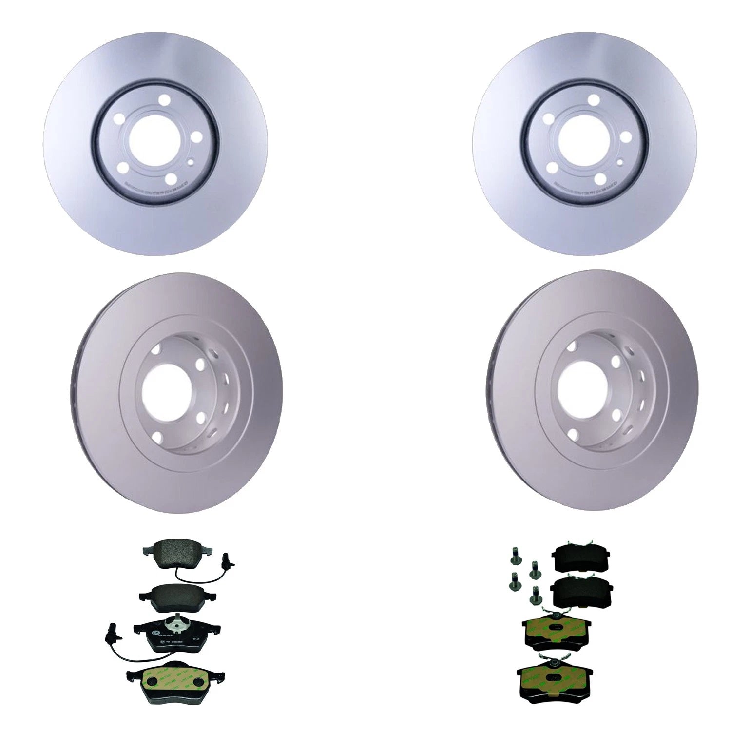 Set of 4 Hella Low-Met Disc Brake Pads & Rotors for Audi A6 Quattro (2001)
