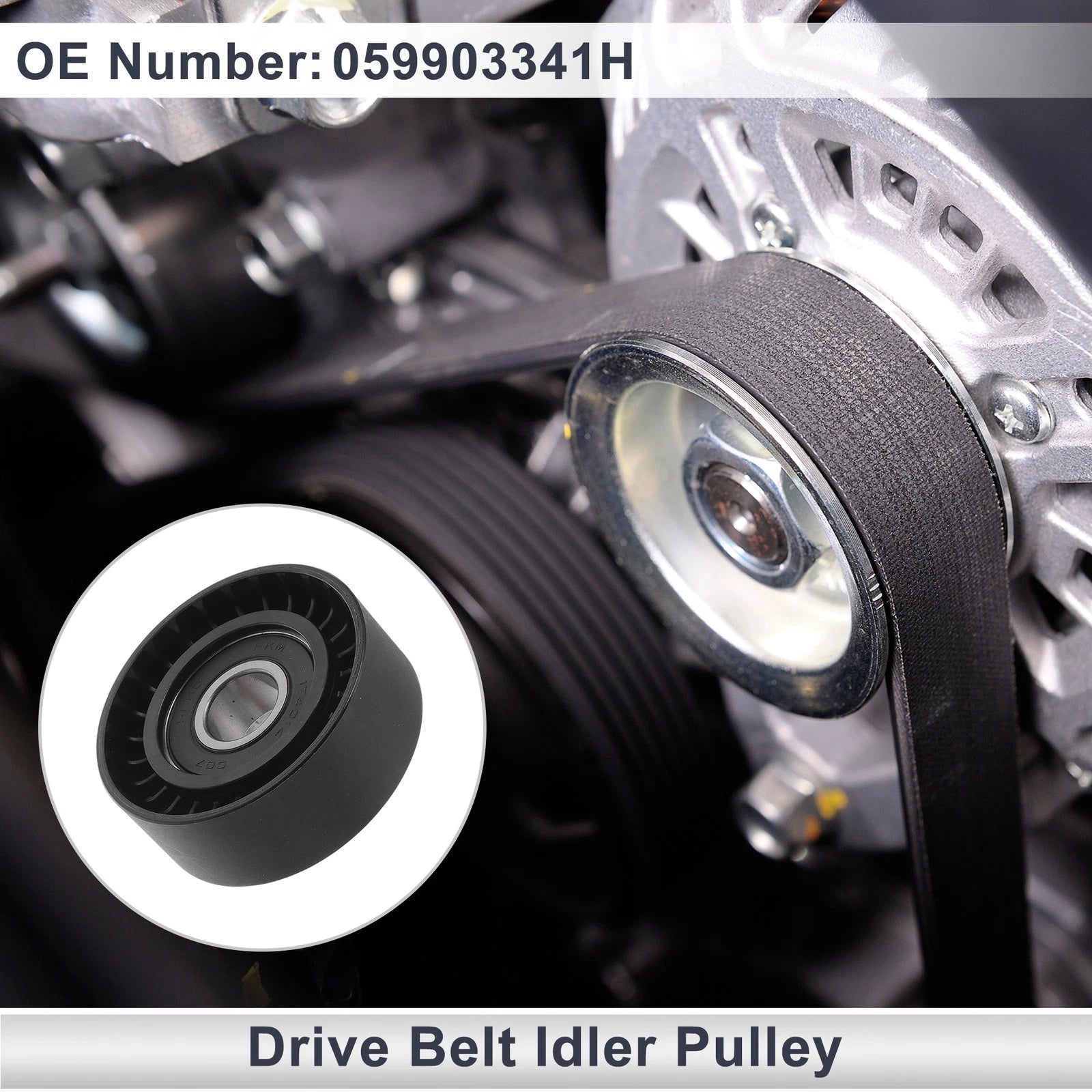 Drive Belt Idler Pulley for Audi A4 (2004–2016) No. 059903341H Black