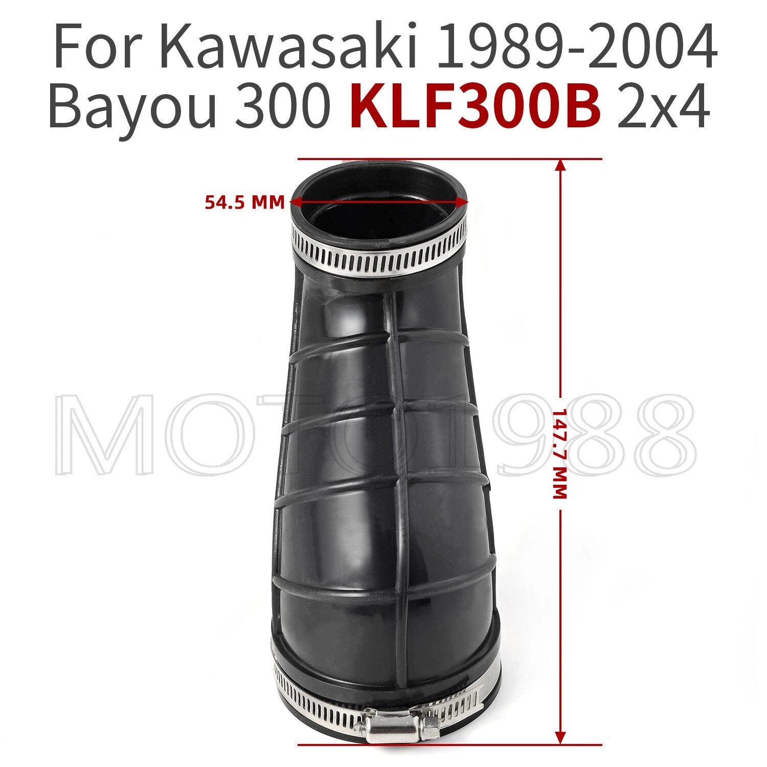 2X Air Box to Carburetor Intake Boot Duct for Kawasaki Bayou 300 (1989–2004)