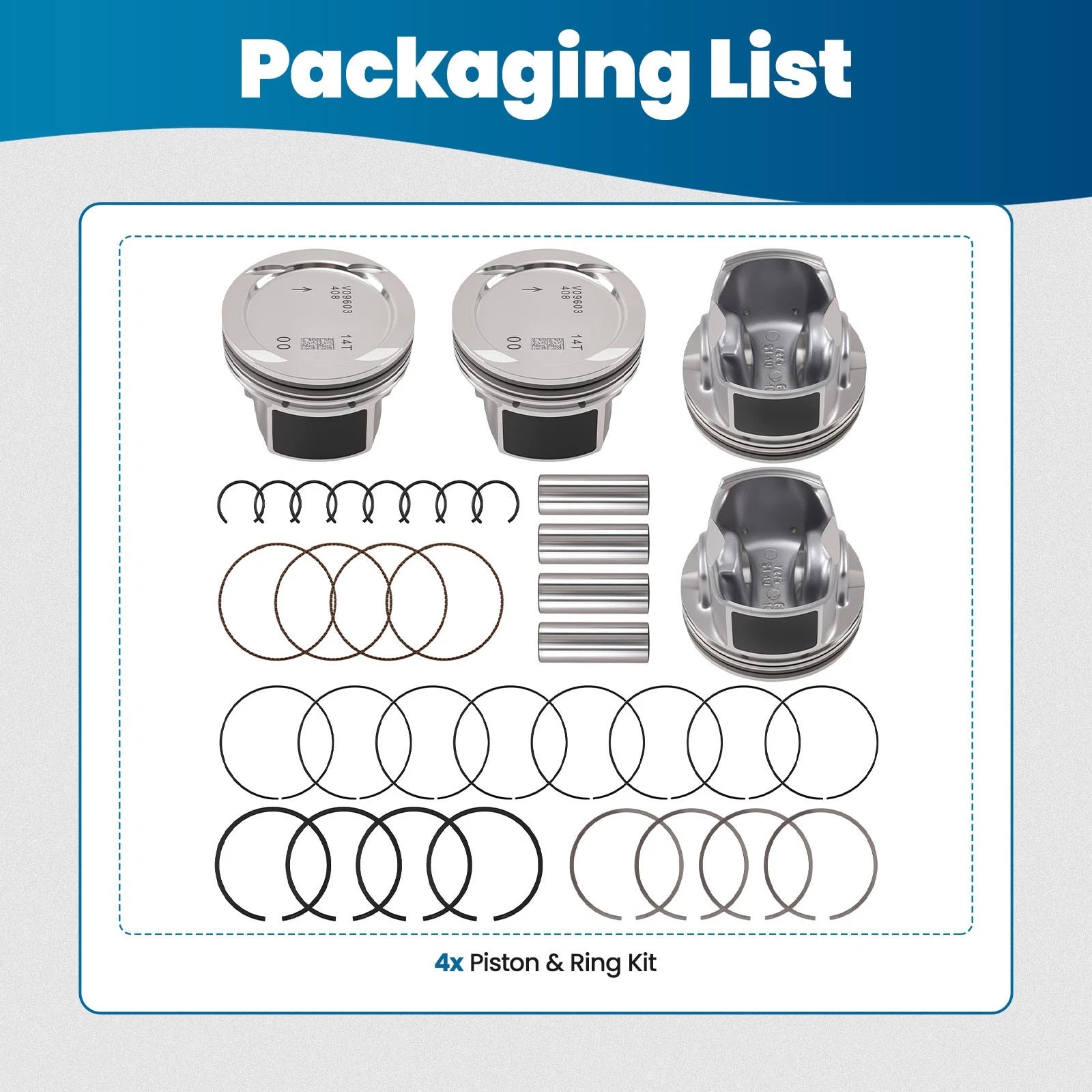 Set of 4 Pistons & Rings for Chevy Cruze Sonic Trax Encore (2011–2021)