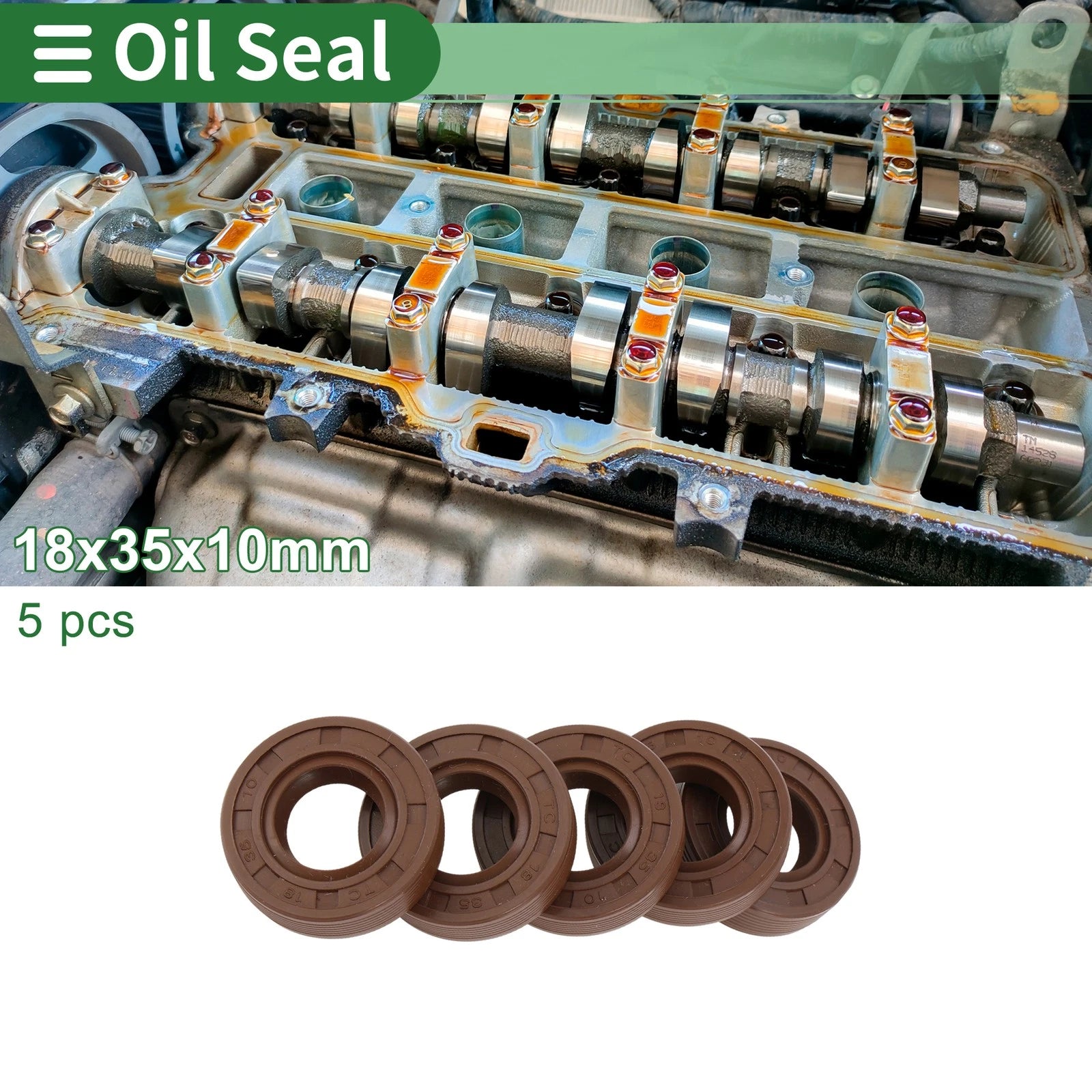 Set of 5 Oil Seals FKM Rubber 18x35x10mm for Various Models 