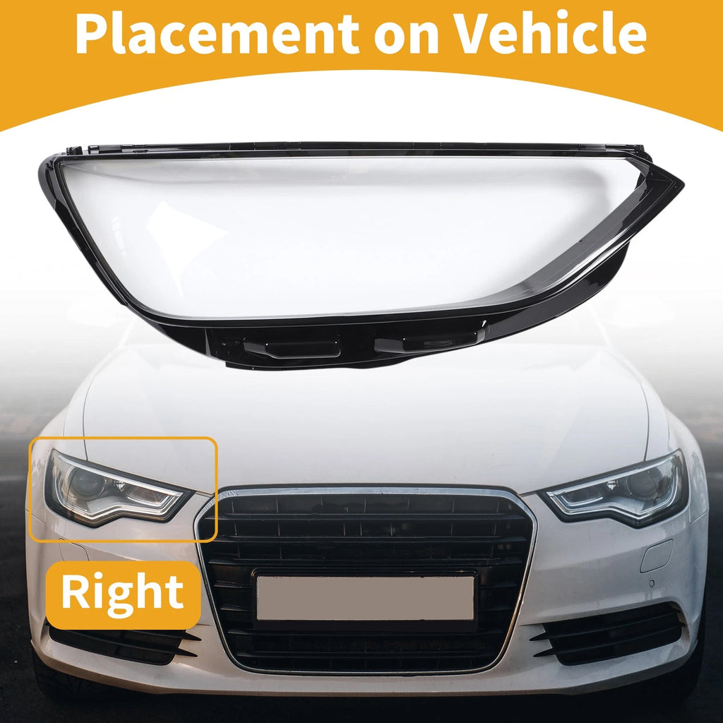1 Pc Headlight Lens Cover for Audi A4 (2020–2023) Clear Black