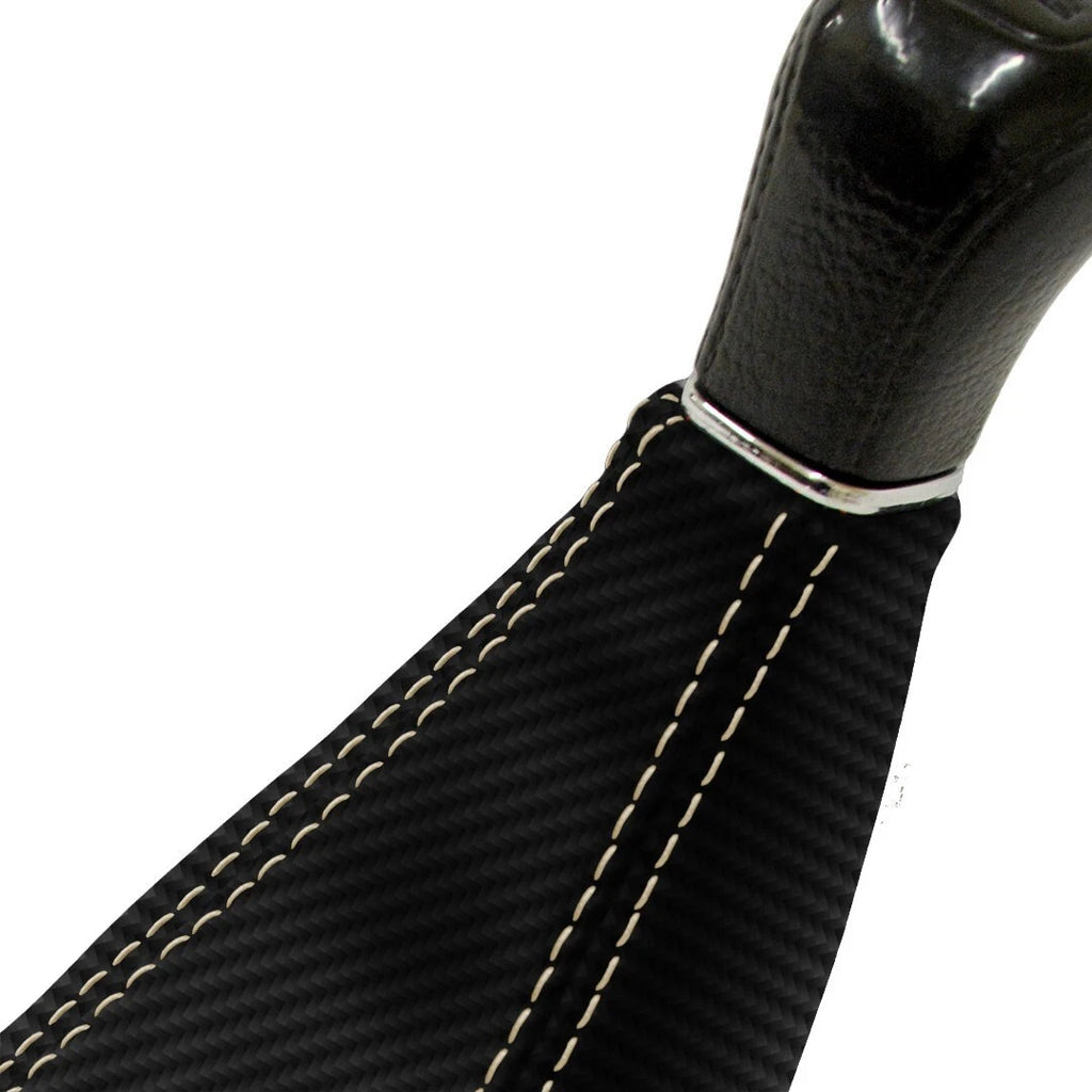 Manual Shift Boot Cover for Honda Civic (1998–2002) Carbon Fiber Beige Stitch