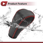 Gear Shift Knob Cover for Chevrolet Aveo (2004–2011) - Black Carbon Fiber, Red Leather