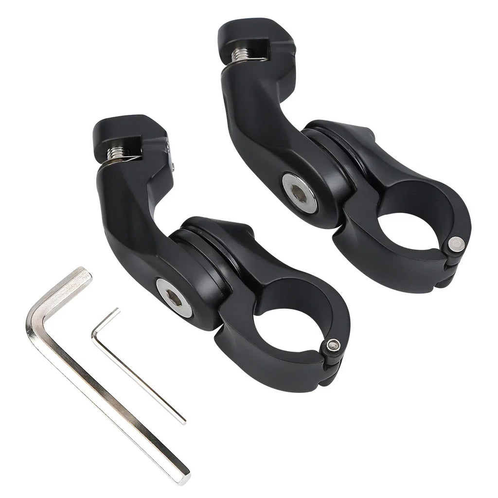 Matte Black 1-1/4" Highway Short Angled Foot Peg Mounts for Harley