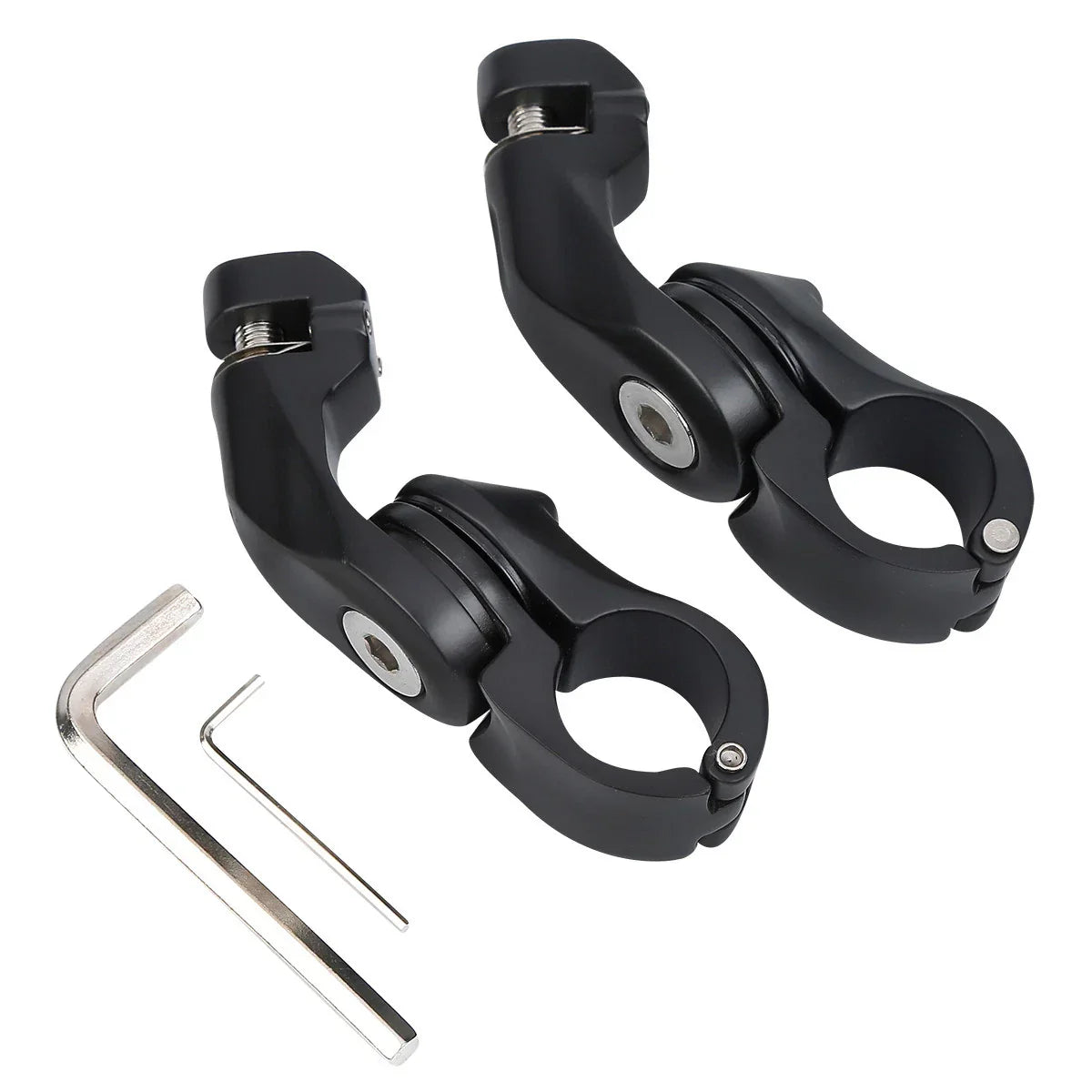 Matte Black 1-1/4" Highway Short Angled Foot Peg Mounts for Harley
