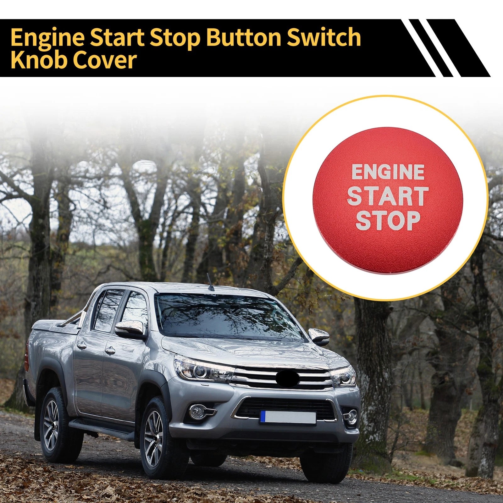 Engine Start Stop Button Switch Knob Cover for Toyota Tacoma (2016–2023) Red