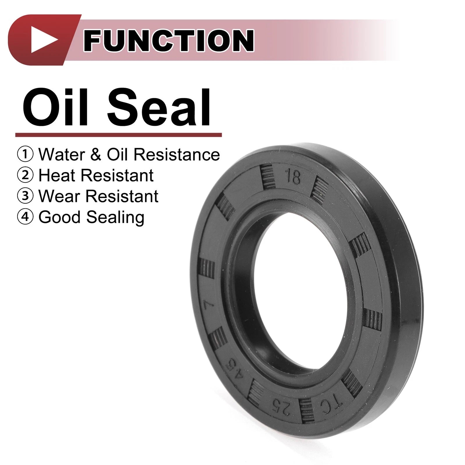 Set of 5 Rotary Shaft Oil Seals 25x45x7mm Nitrile Rubber 70 Durometer
