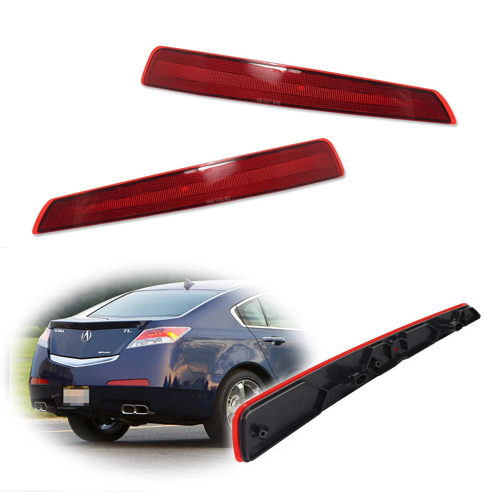 2Pcs Red Rear Bumper Reflectors for Acura TL (2009–2011)