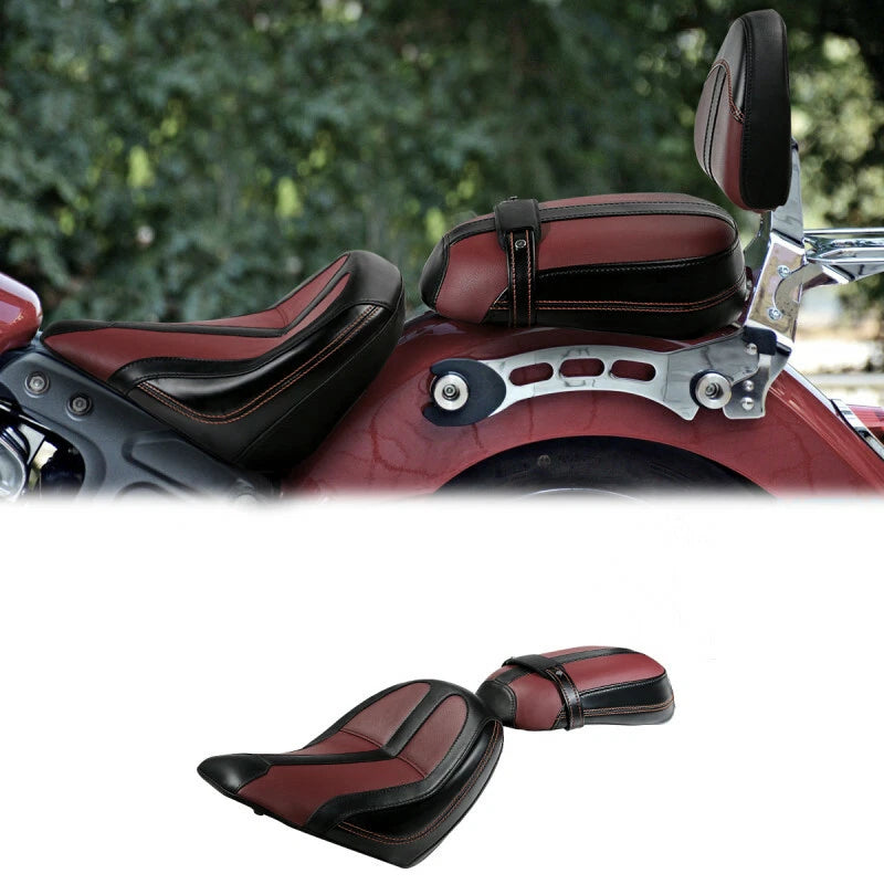 Driver & Passenger Seat for Indian Scout (2015–2023) Black Burgundy