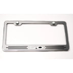 Stainless Steel License Plate Frame w/Yellow LED&"5.0" Logo for Ford Universal