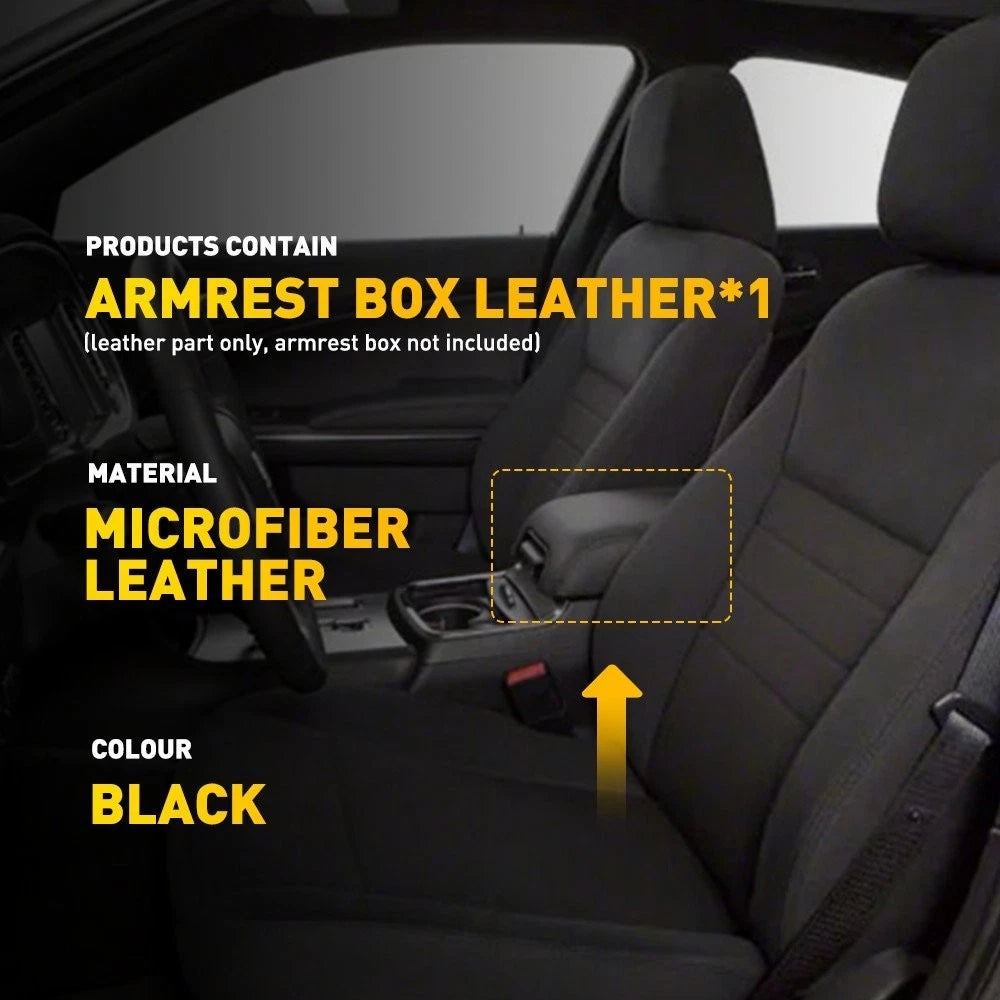 Center Console Leather Armrest Cover for Dodge Charger (2011–2022) Black