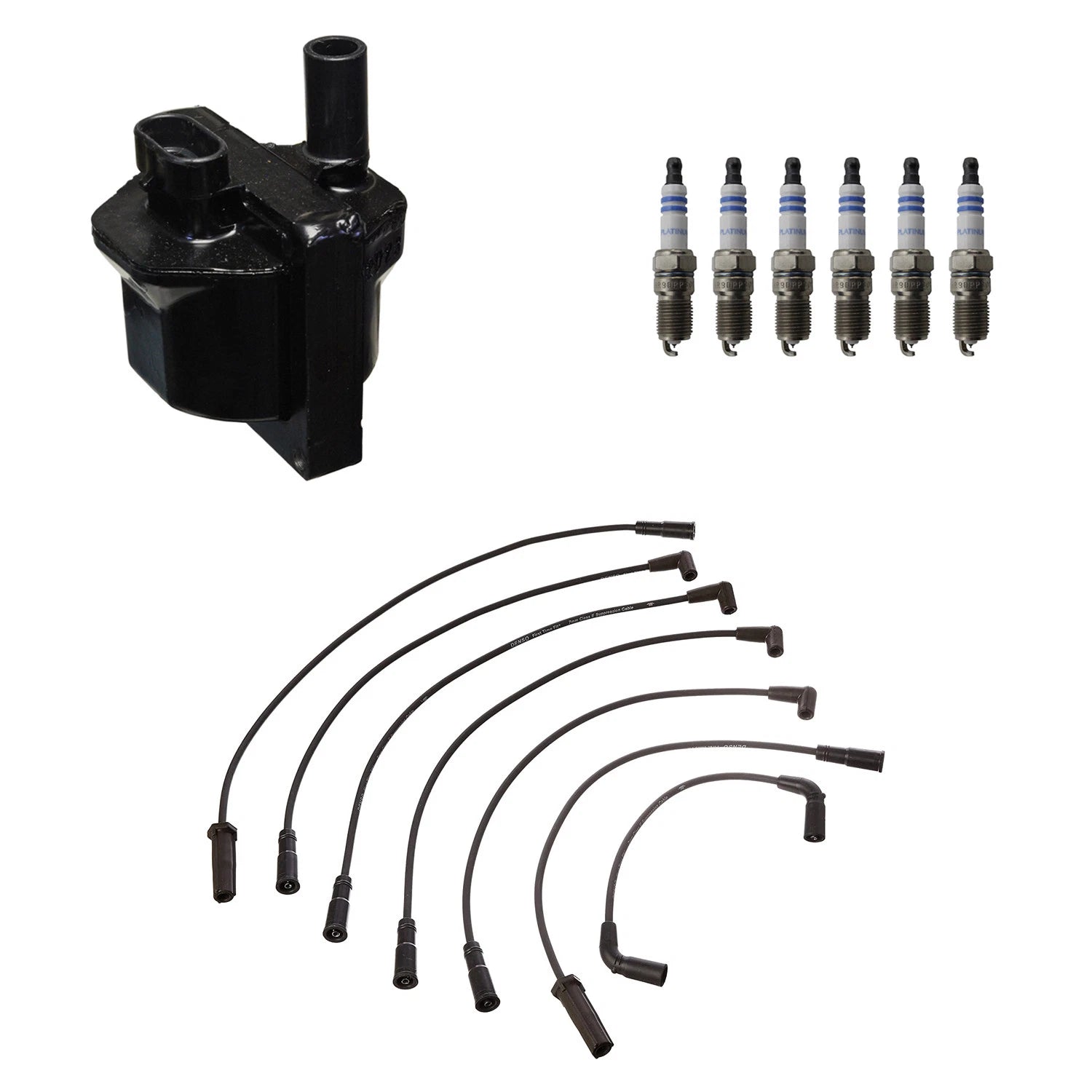 Set of 6 Denso Ignition Coil Wires & Bosch Platinum Spark Plugs for Astro Hombre (1992–1998)