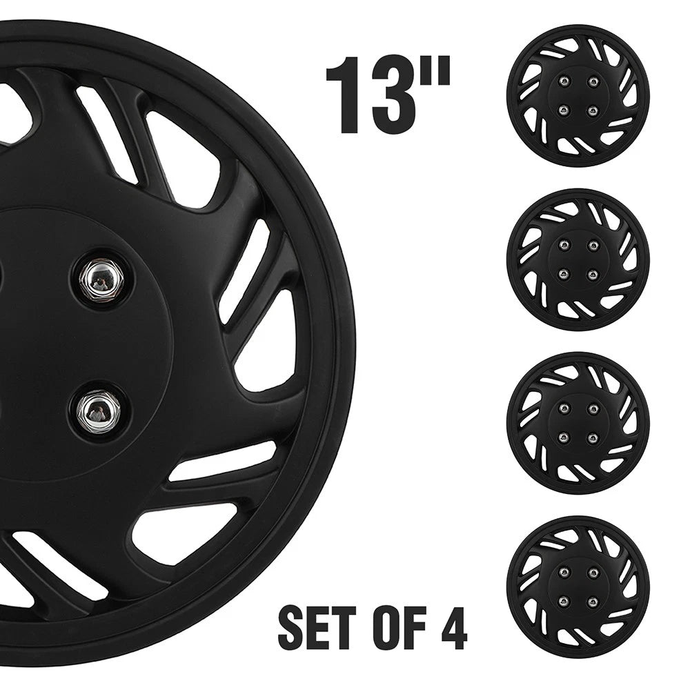 Set of 4 Wheel Covers for R13 Tire & Rim (13 Inch) Black