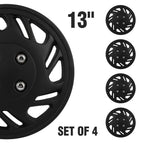 Set of 4 Wheel Covers for R13 Tire & Rim (13 Inch) Black